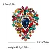 European and American cross-border retro alloy rhinestone large glass brooch, luxurious and high-end women's clothing brooch accessory pin Specification image